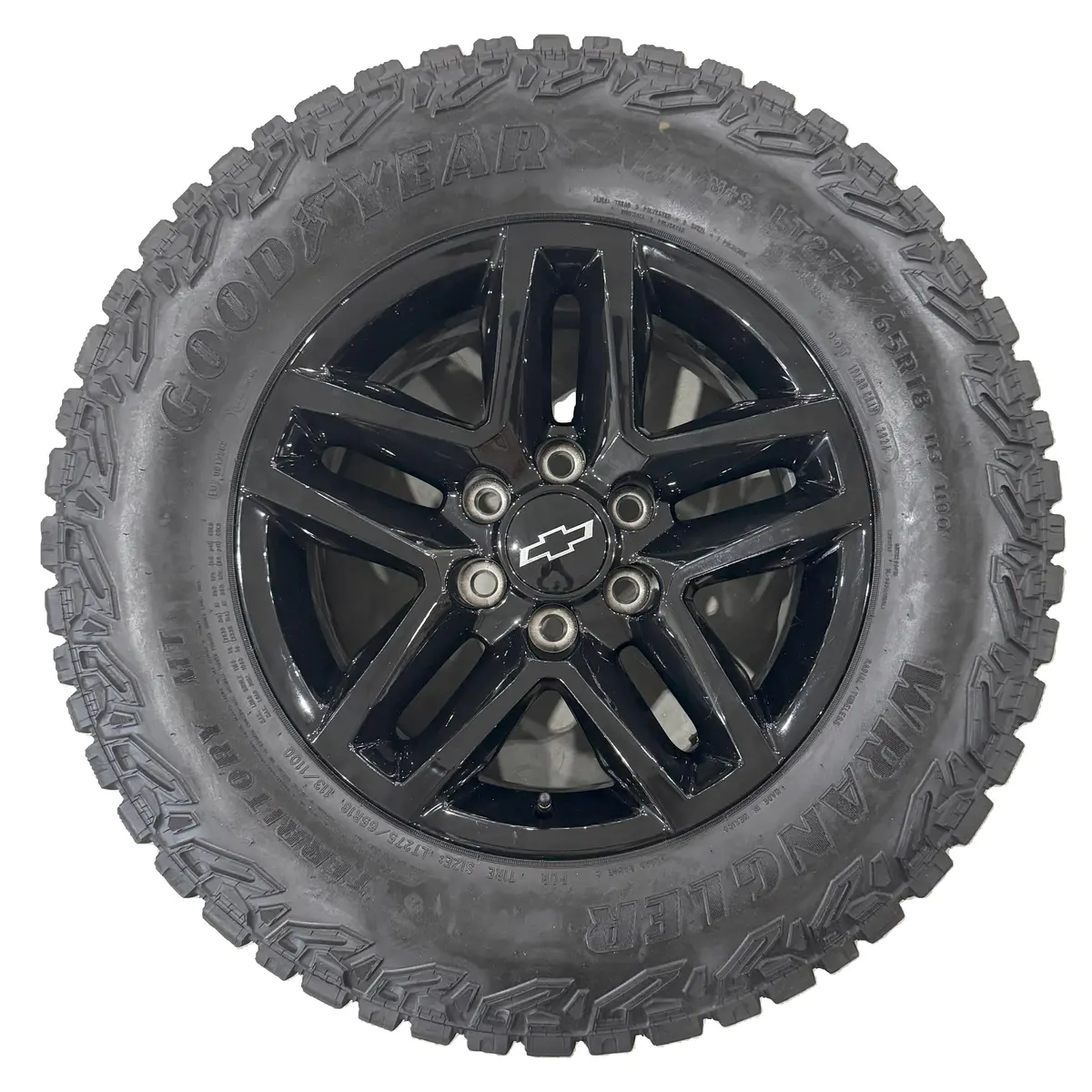 Chevrolet Silverado Trail Boss 18" Gloss Black Wheels, 275/65R18 Goodyear Territory Mt Tires, Set Of 4 1